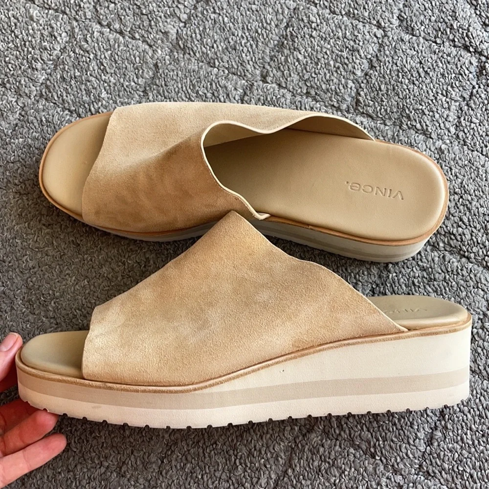 Vince Sarria Suede Platform Slide Sandals size 10 - Picture 7 of 10